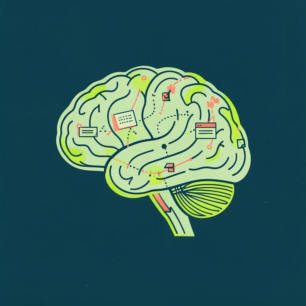 Illustrated map of ideas and learning paths